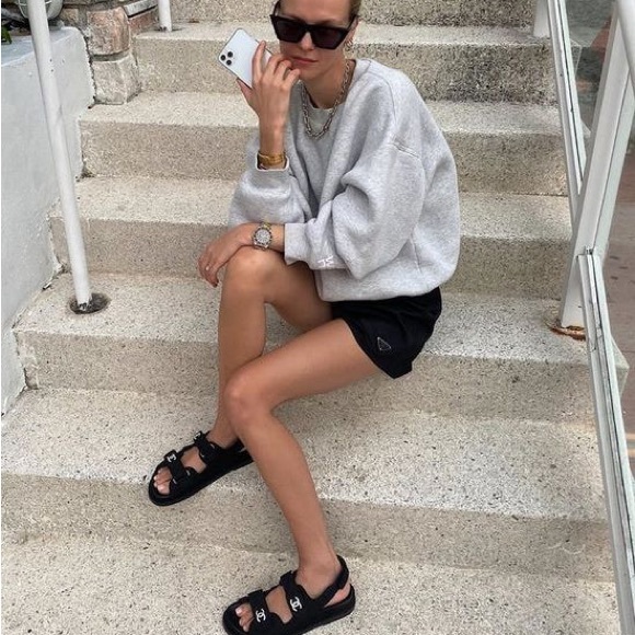 CHANEL 🖤 23P Classic Black Denim Dad Sandals - Size 38.5 *RARE* - Picture 2 of 14